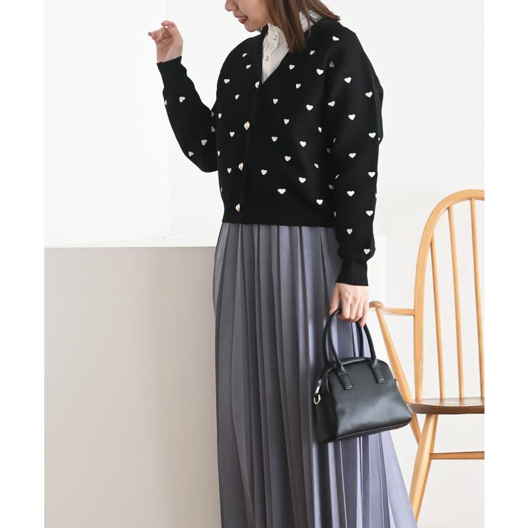 ハート刺繍スポンジニットカーディガン[品番：RPSW0002286]｜rps