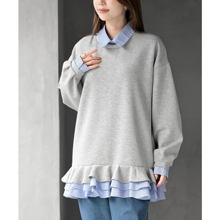 杢グレー | フリルレイヤードダンボールミニワンピース | rps