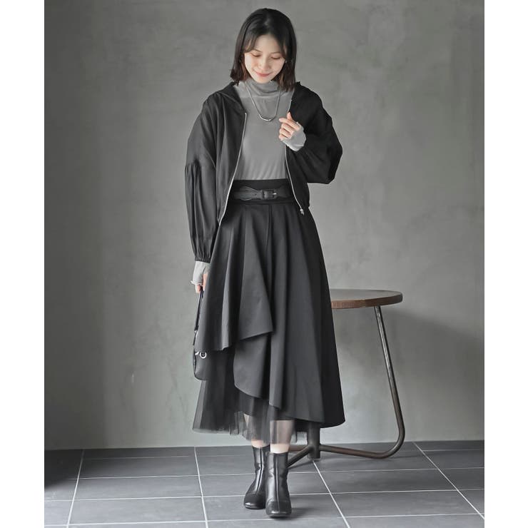 チュール切替アシンメトリーロングスカート | rps | 詳細画像10 