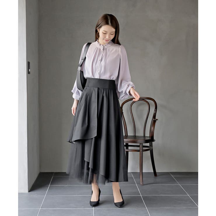 チュール切替アシンメトリーロングスカート | rps | 詳細画像11 