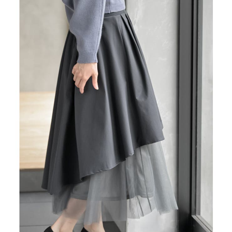 チュール切替アシンメトリーロングスカート | rps | 詳細画像18 