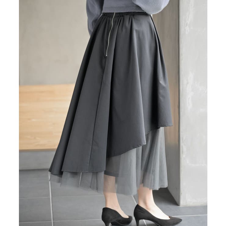 チュール切替アシンメトリーロングスカート | rps | 詳細画像19 