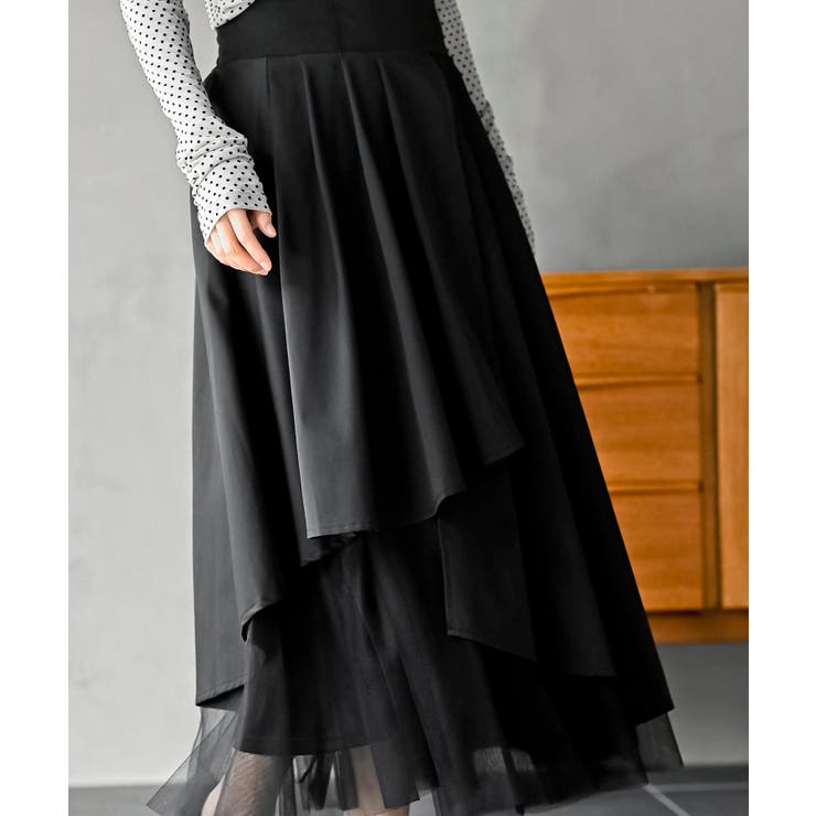 チュール切替アシンメトリーロングスカート | rps | 詳細画像39 
