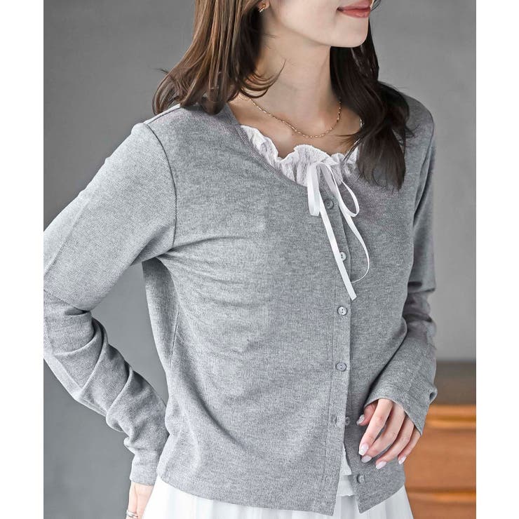 杢グレー | レースレイヤー風カーデプルオーバー | rps