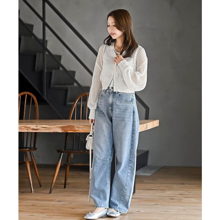 透かし編みダブルＺＩＰニットカーディガン | rps | 詳細画像2 