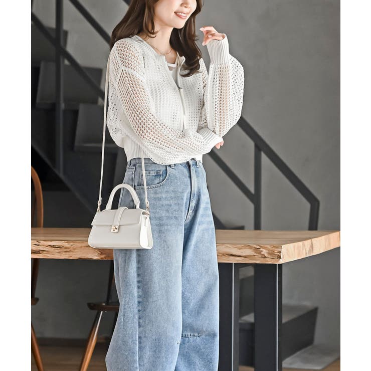 透かし編みダブルＺＩＰニットカーディガン | rps | 詳細画像5 