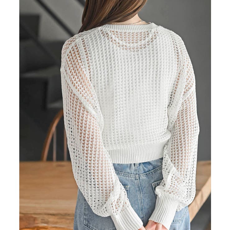 透かし編みダブルＺＩＰニットカーディガン | rps | 詳細画像8 