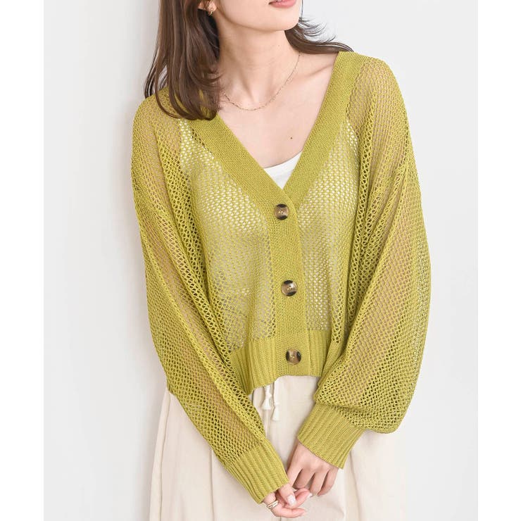 透かし編みＶネックニットカーディガン | rps | 詳細画像25 