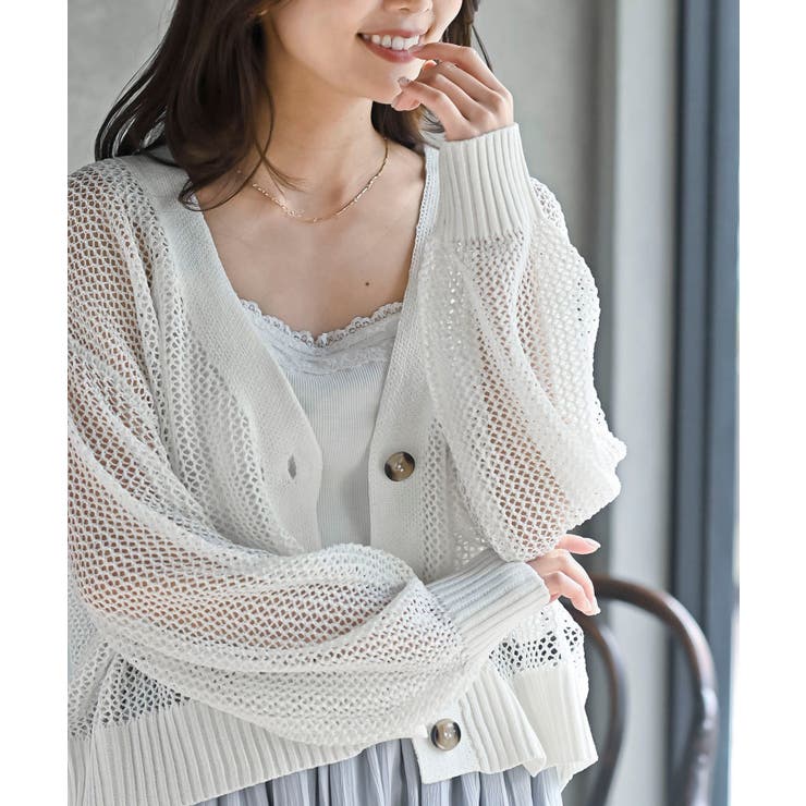 透かし編みＶネックニットカーディガン | rps | 詳細画像6 