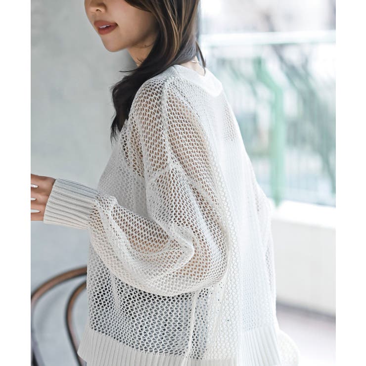 透かし編みＶネックニットカーディガン | rps | 詳細画像7 