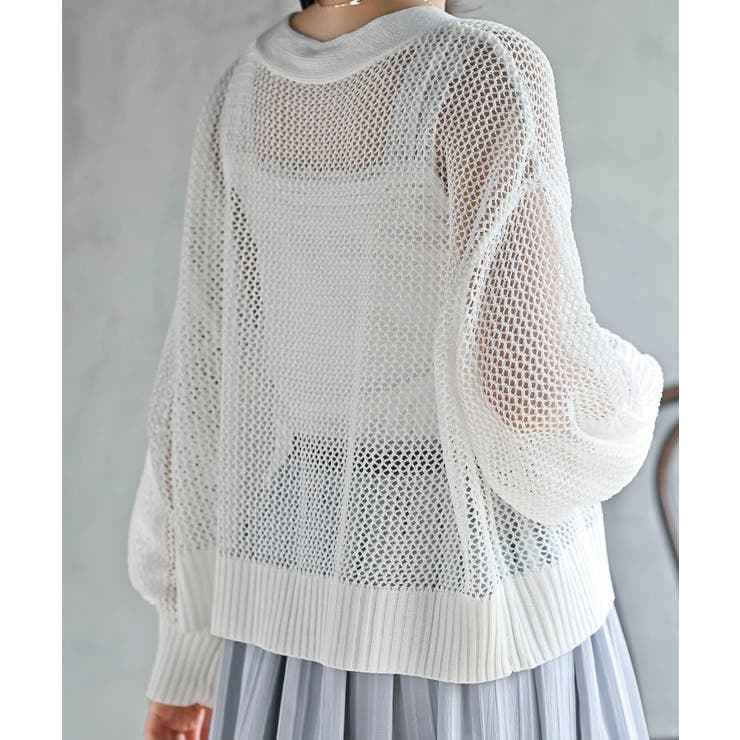 透かし編みＶネックニットカーディガン | rps | 詳細画像8 