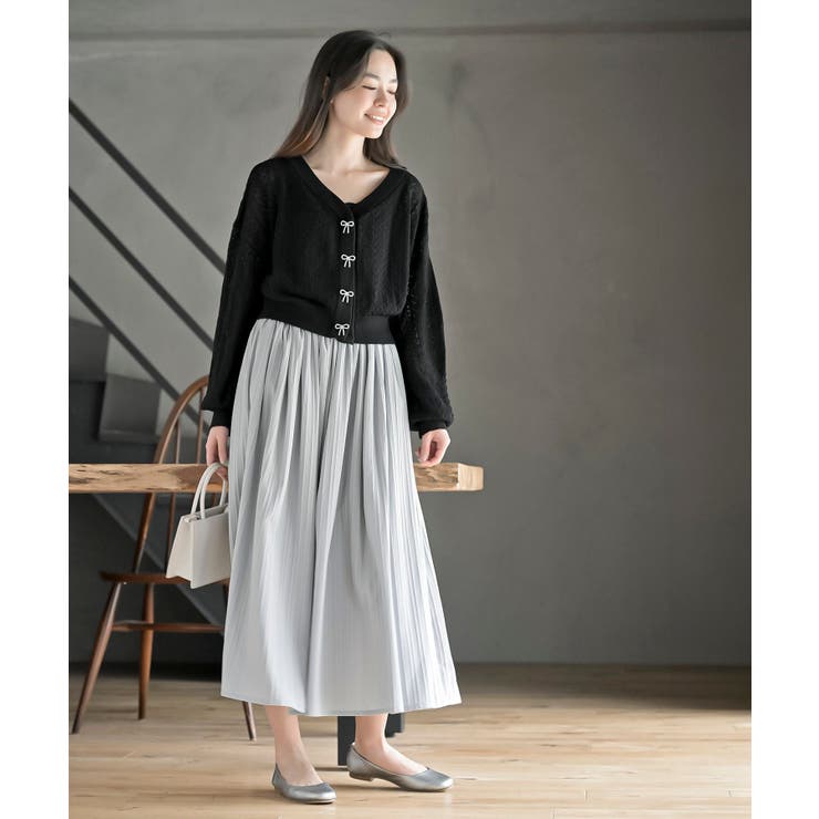 リボンボタン透かし編みニットカーディガン | rps | 詳細画像10 