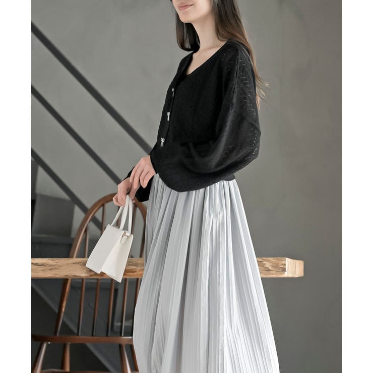 リボンボタン透かし編みニットカーディガン | rps | 詳細画像11 