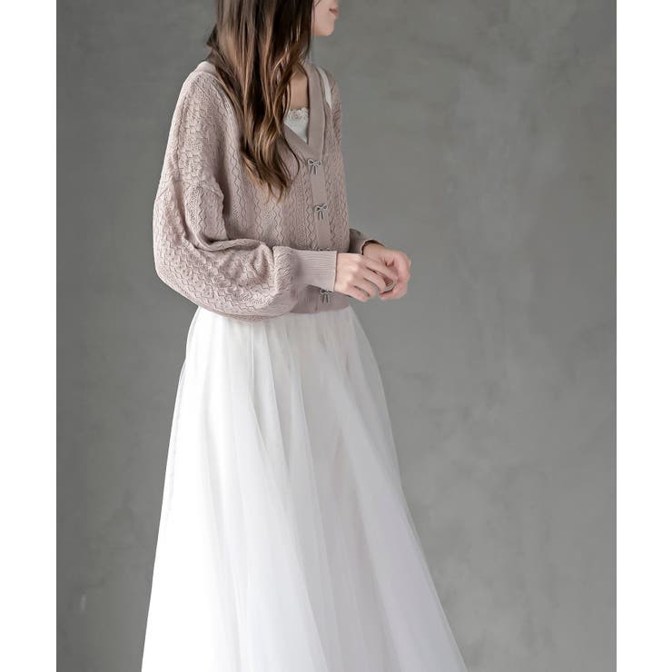 リボンボタン透かし編みニットカーディガン | rps | 詳細画像19 