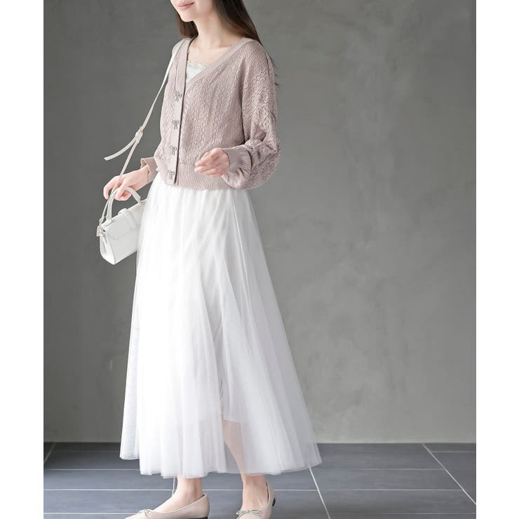 リボンボタン透かし編みニットカーディガン | rps | 詳細画像21 