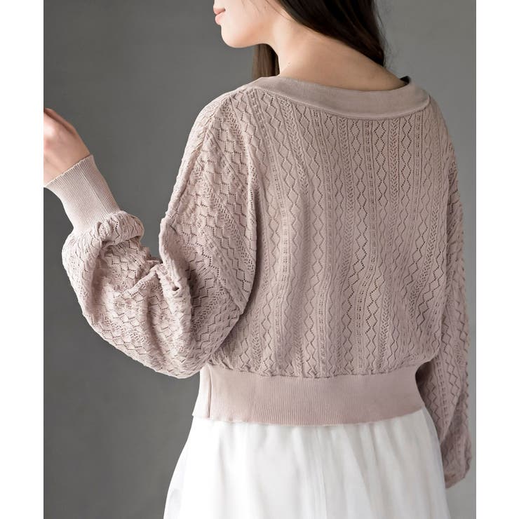 リボンボタン透かし編みニットカーディガン | rps | 詳細画像24 