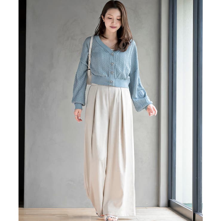 リボンボタン透かし編みニットカーディガン | rps | 詳細画像26 