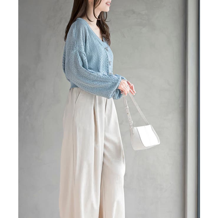 リボンボタン透かし編みニットカーディガン | rps | 詳細画像27 