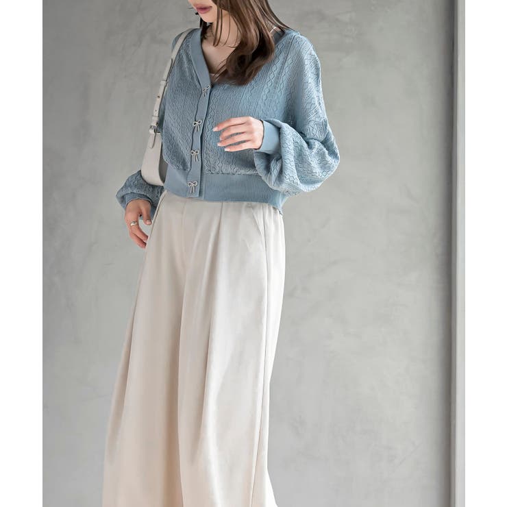 リボンボタン透かし編みニットカーディガン | rps | 詳細画像29 