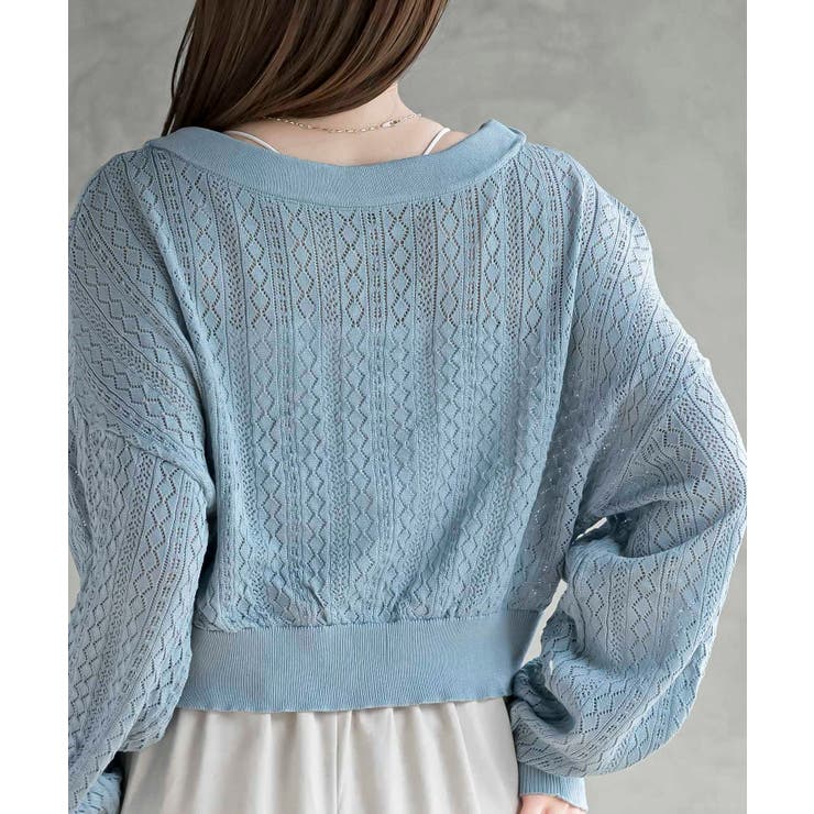 リボンボタン透かし編みニットカーディガン | rps | 詳細画像31 