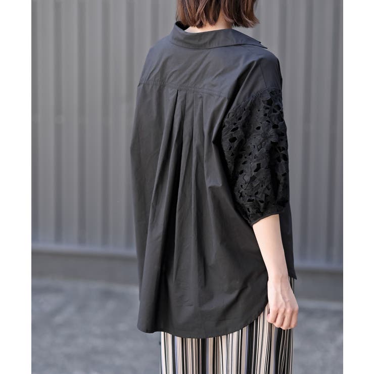 レース７分袖スキッパーチュニック | rps | 詳細画像17 