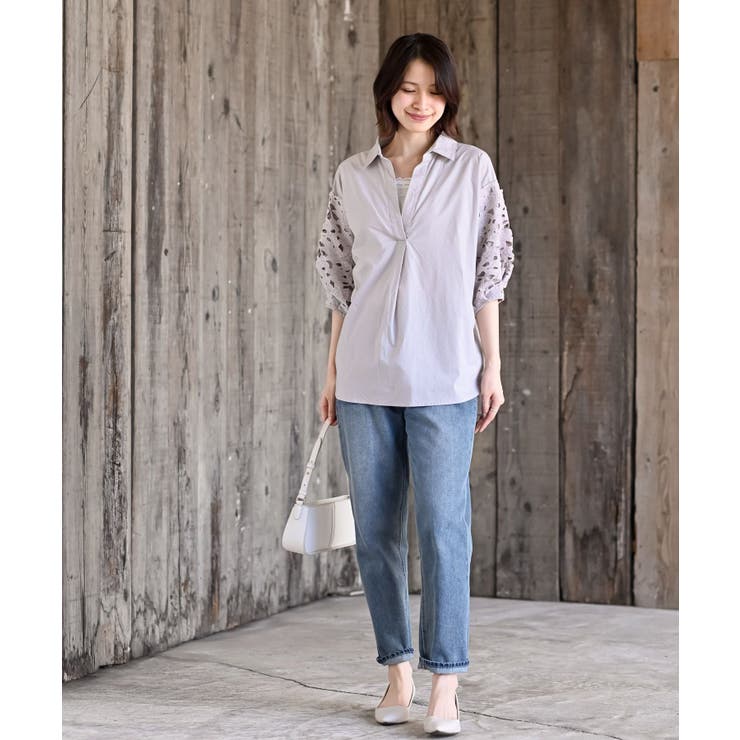 レース７分袖スキッパーチュニック | rps | 詳細画像20 