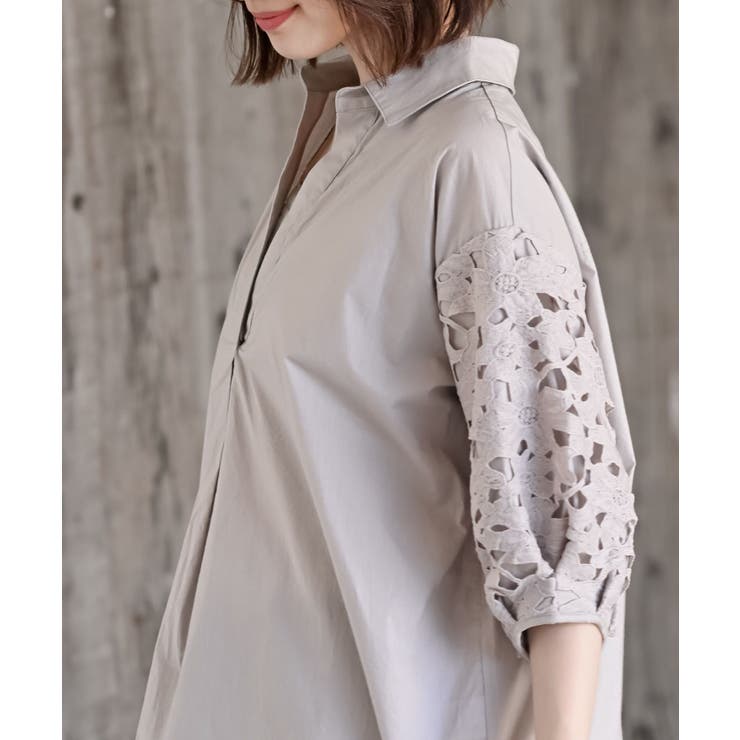 レース７分袖スキッパーチュニック | rps | 詳細画像25 