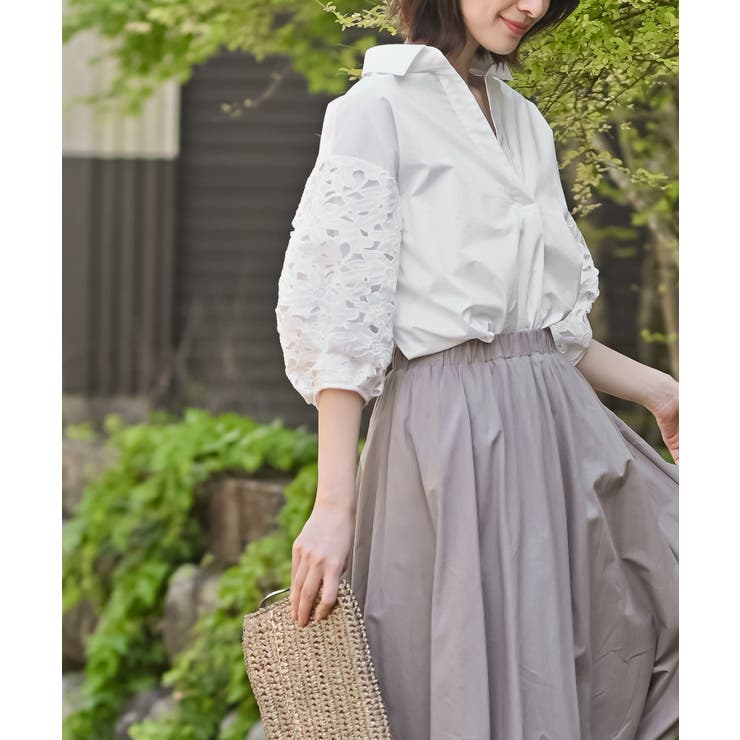 レース７分袖スキッパーチュニック | rps | 詳細画像3 