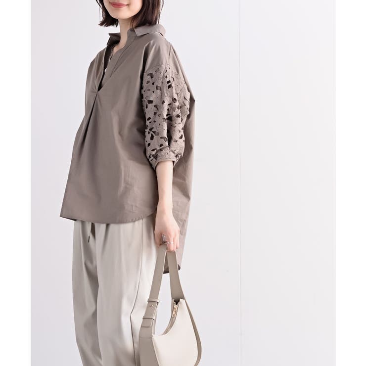 レース７分袖スキッパーチュニック | rps | 詳細画像30 