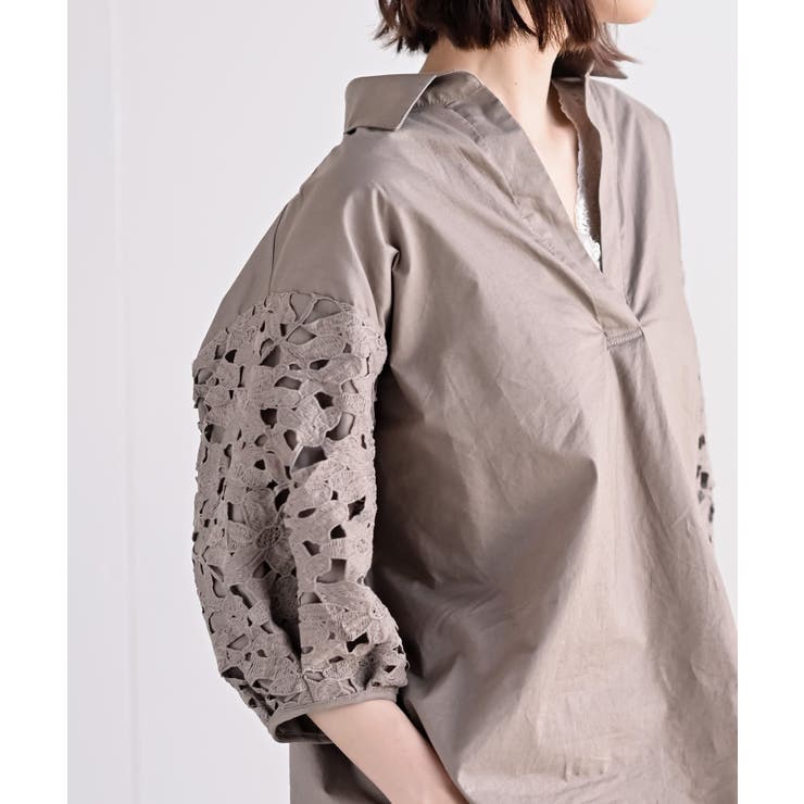 レース７分袖スキッパーチュニック | rps | 詳細画像34 