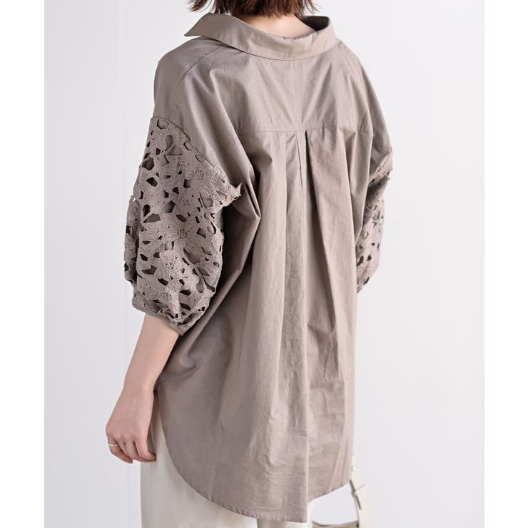 レース７分袖スキッパーチュニック | rps | 詳細画像35 