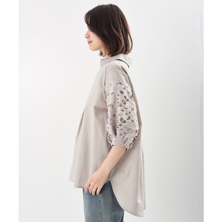 レース７分袖スキッパーチュニック | rps | 詳細画像37 