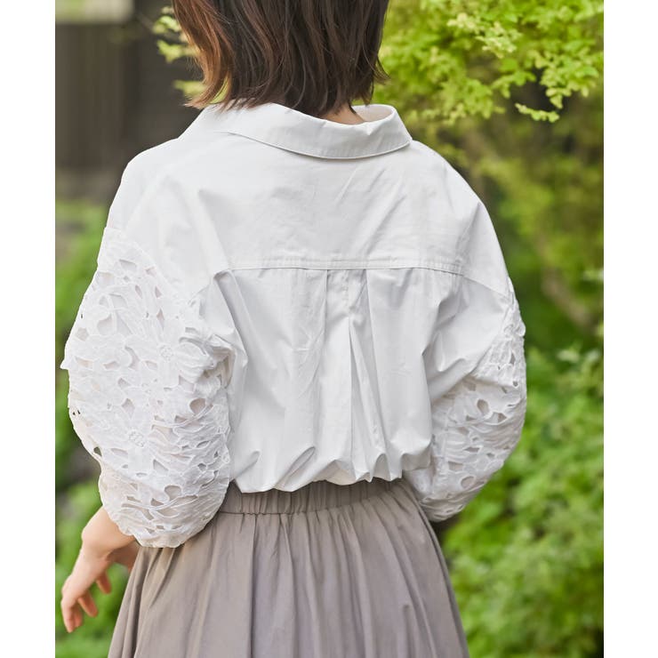 レース７分袖スキッパーチュニック | rps | 詳細画像8 