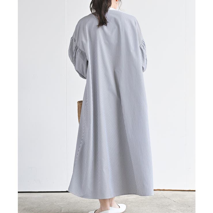 P*読様 最終価格 ebure マラケッシュストライプクレリックシャツワンピース ebure エブールマラケッシュストライプ クレリックシャツワンピース