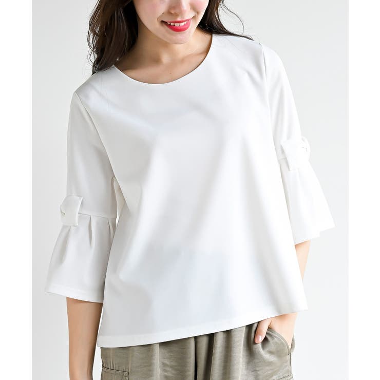 アイボリー | フレアーリボン袖７分プルオーバー | rps