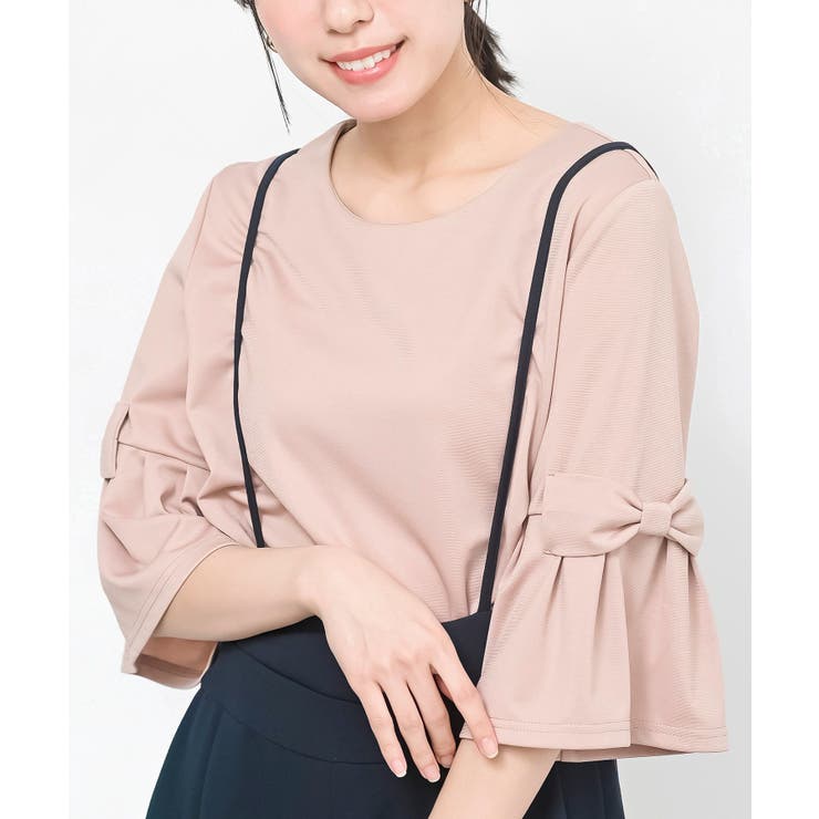 ピンク | フレアーリボン袖７分プルオーバー | rps