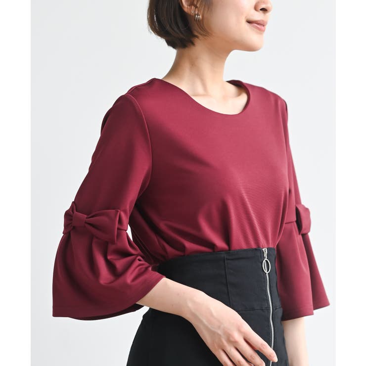 ボルドー | フレアーリボン袖７分プルオーバー | rps