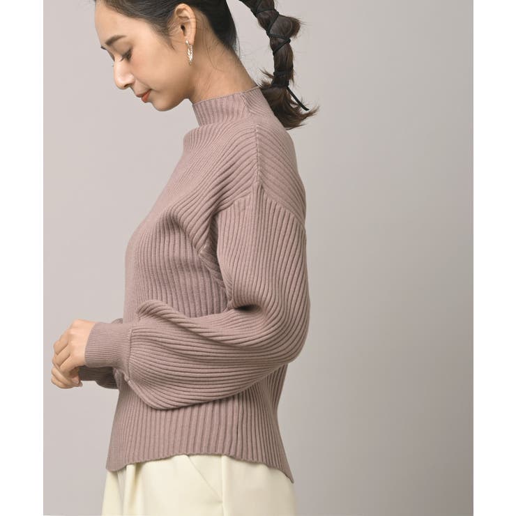 ベージュ | ボリューム袖ボトルネックリブニットプルオーバー | rps