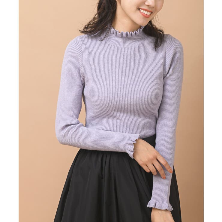 グレー | フリルネックリブニットプルオーバー | rps