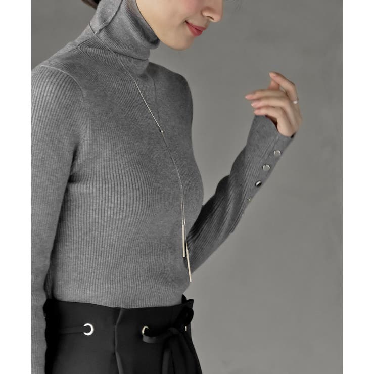 袖口ボタンタートルリブニットプルオーバー | rps | 詳細画像22 