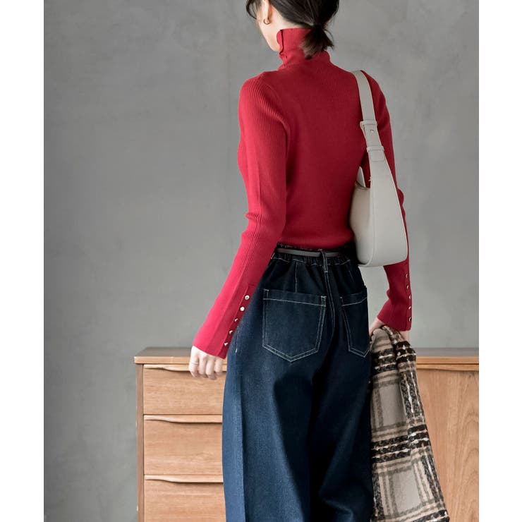 袖口ボタンタートルリブニットプルオーバー | rps | 詳細画像46 