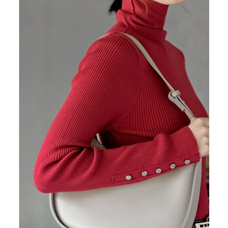 袖口ボタンタートルリブニットプルオーバー | rps | 詳細画像48 