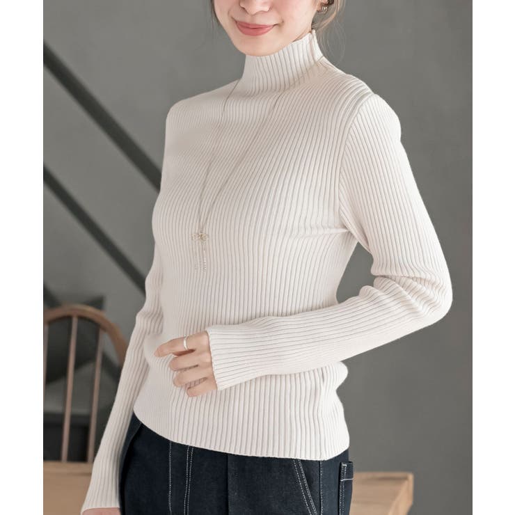 アイボリー | ハイネックリブニットプルオーバー | rps