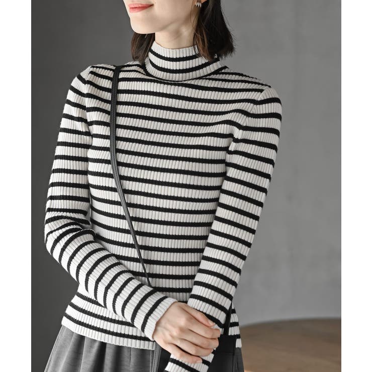 アイボリー2 | ハイネックリブニットプルオーバー | rps