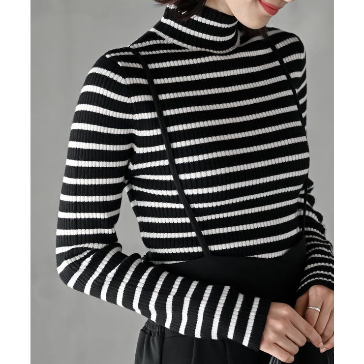 ブラック2 | ハイネックリブニットプルオーバー | rps