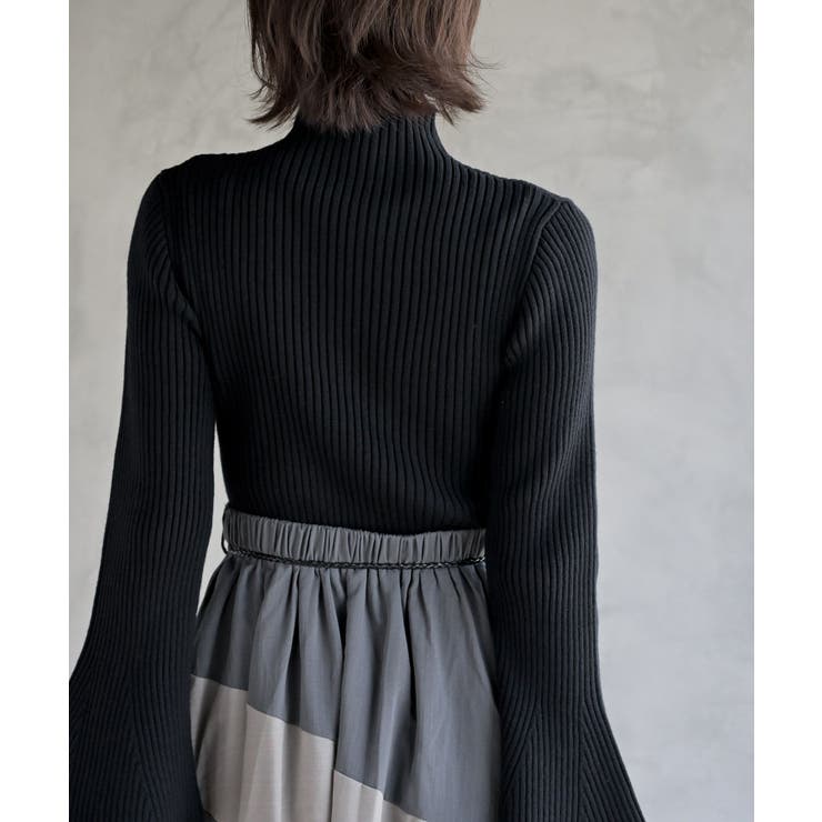 極美品 CFCL リブ ベルスリーブ ニット トップス 黒 洗濯可 ボトルネック 極美品 CFCL リブ ベルスリーブ ニット トップス 黒 洗濯可 ボトル