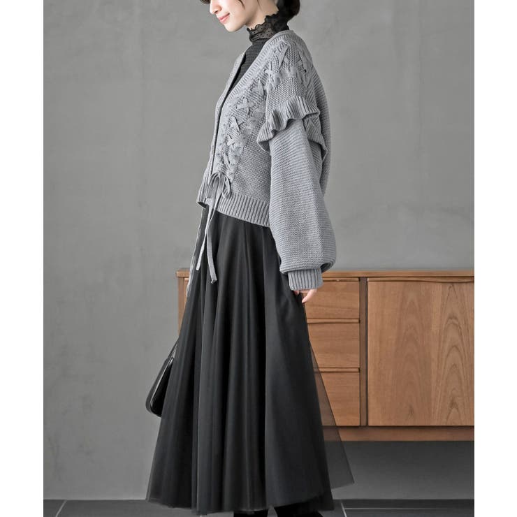 サイドレースアップケーブルフリルニットカーディガン | rps | 詳細画像15 