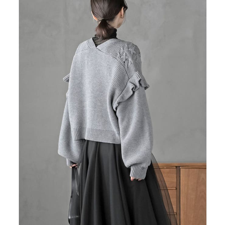 サイドレースアップケーブルフリルニットカーディガン | rps | 詳細画像16 