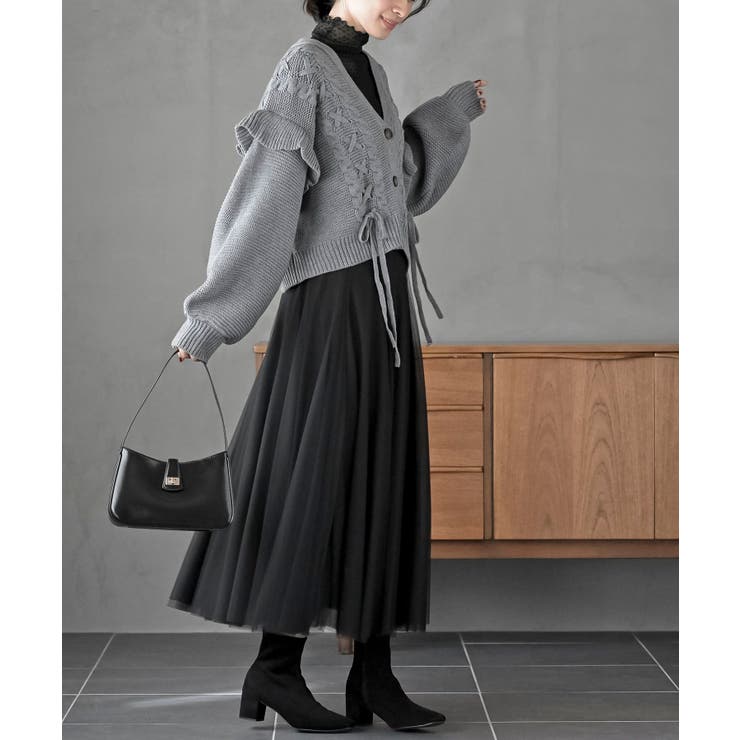 サイドレースアップケーブルフリルニットカーディガン | rps | 詳細画像17 