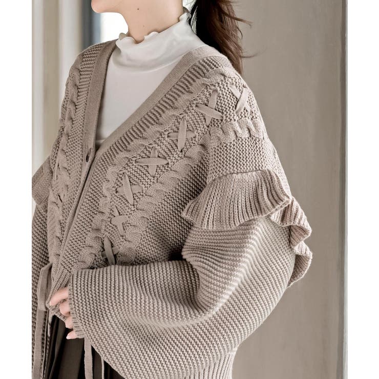 サイドレースアップケーブルフリルニットカーディガン | rps | 詳細画像25 